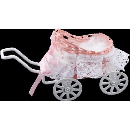1:12 Dollhouse Miniature Baby Doll Cart Stroller With Lace Room Accessory