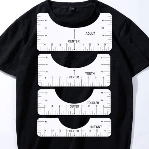 4PCS T-Shirt Alignment Ruler For Guiding T-Shirt Design Fashion Rulers With Size Chart DIY Drawing Template Craft Tool Drafting