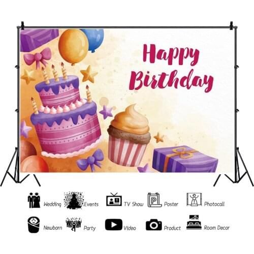 Multi-layer Cake Dessert Birthday Party Cartoon Backdrops Photo Background Celebrations Decoration for Photography Props
