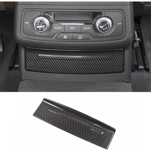 Carbon Fiber Color AC Air Conditioning Outlet Strip Cigarette Lighter Cover Trim Car Sticker For Audi A6 C7 Interior Accessories