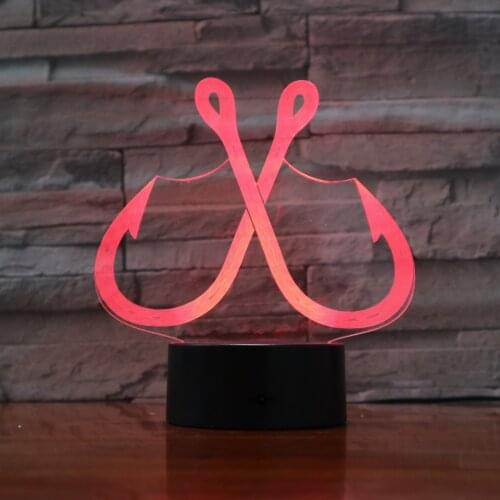 Fish Hook Design Touch Table Lamp 7 Colors Changing Desk Lamp 3D Lamp Novelty Led Night Lights USB Light 3D-991