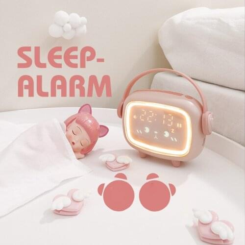 2020 New Cute Alarm Clock for Kids OK to Wake Sound Activated Alarm Clock Rechargeable with Night Light Temperature 6 Ringtone