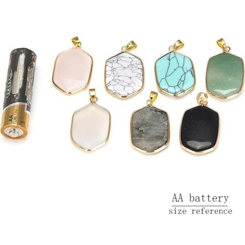 New Natural Geometric Gemstone Pendants Green Aventurine Labradorite Turquoise Fashion Jewelry Accessory For DIY Necklace