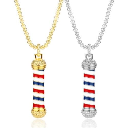 Barber Shop Pole Necklace for Women Men Pendant Choker Jewellery Necklaces for Teen Girls