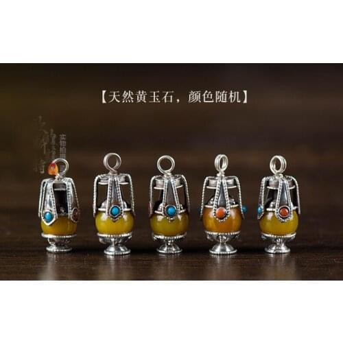 Gift bottle Sterling Silver Pendant national style handmade DIY Jewelry Sterling Silver Inlaid Topaz National Style Necklace