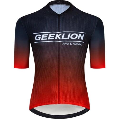 PRO Bike Tops Geeklion Laser Cut Racing Fit Bicycle MTB Maillot Summer Short Sleeves Mens Jersey Cycling Wear
