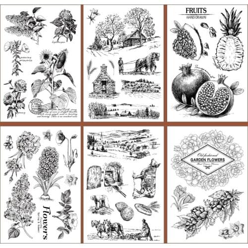XINAHER vintage plant fruit transparent silicone clear stamp for scrapbooking album DIY craft decoration rubber stamp stationery