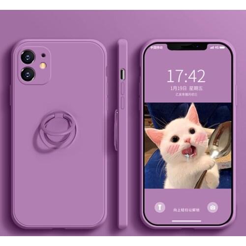 Luxury Silicone Case For iPhone 12 11 Pro Max XS X XR 7 8 Plus 7Plus 8Plus iPhone8 11Pro Full Protective Covers With Ring Holder