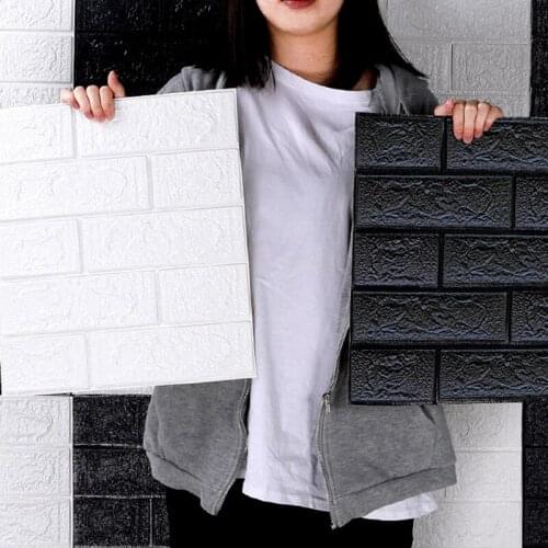 10Pcs 3D Self-Adhesive Wallpaper DIY Brick Stone Pattern Waterproof Tile Wall Stickers Kitchen living room Home Decoration