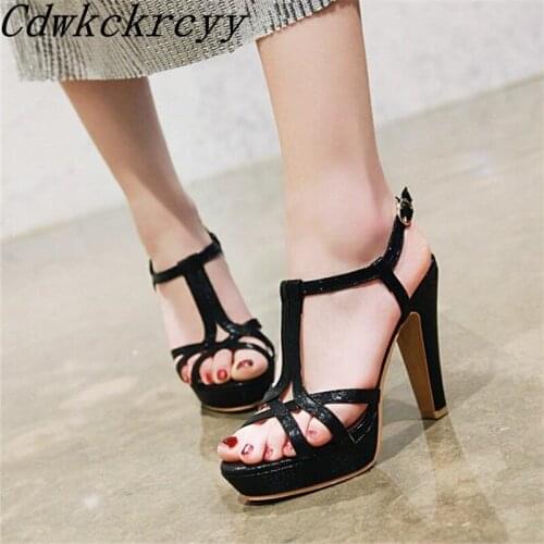 Women sandals Summer New pattern Europe America fashion Super high heel Women sandals silvery sexy Thick bottom banquet Sandals