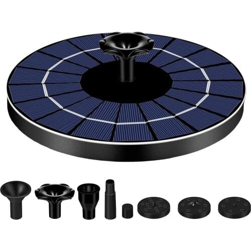 3.5W 160L/h Solar Fountain with 6 Nozzles Solar Powered Bird Bath Fountain Outdoor Water Fountain for Pond Swimming Pool Garden