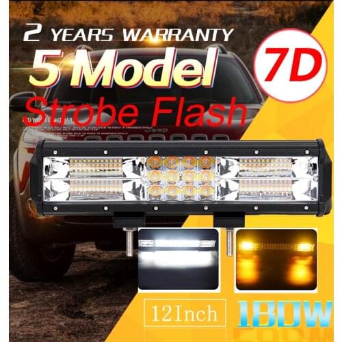 Auxtings 12inch 180w 12'' 3 rows movable bracket Strobe Flash 5 models Dual Color 7D LED light bar offroad 4x4 car light 12V 24V
