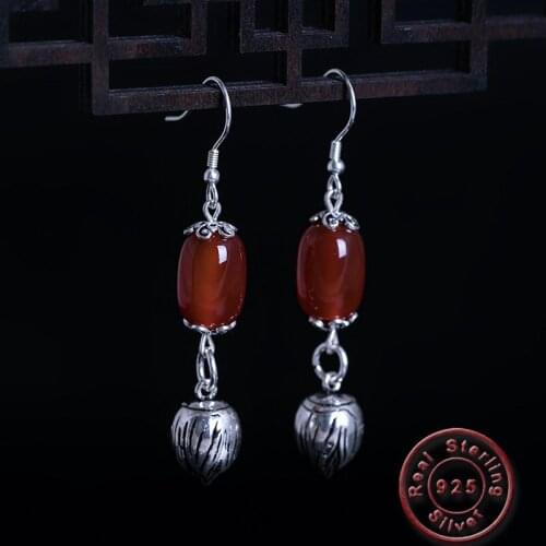 Amxiu DIY Handmade Earrings 925 Sterling Silver Earrings Vintage Antique Silver Jewelry Long Tassel Dangle Earrings For Women