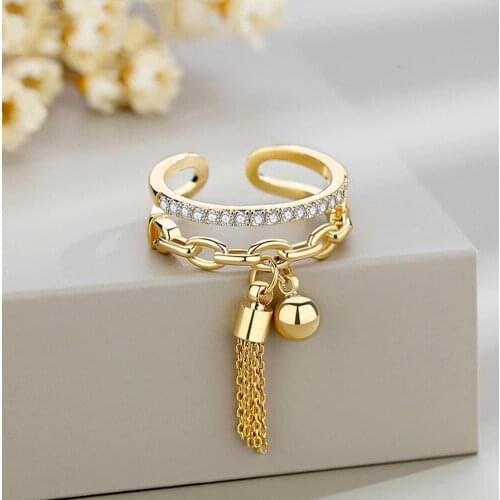 Wedding Daily Birthday Opening Adjustable Vintage Electroplating Women Ring With Tassel Fashion Attractive Party Jewelry Gift