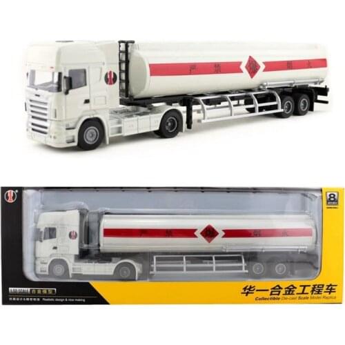 1:50 Scale/Diecast Metal Model/Heavy Oil Tank Container Transport Truck Car/Engineering Toy/Educational Collection For Kid/Gift