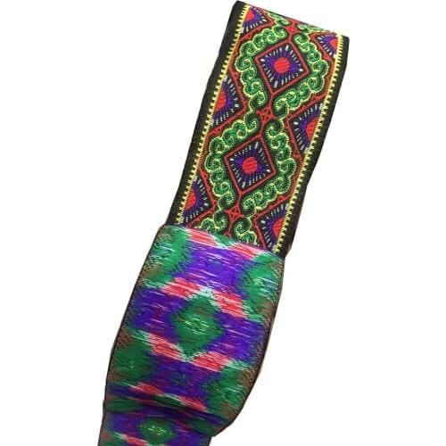 10yards/lots wide 5cm Woven Jacquard Ribbon Trims green flowers pattern for curtain and clothing accessory LS-2708