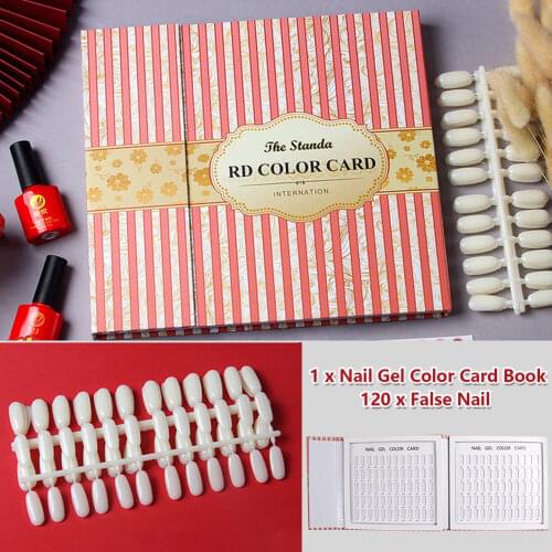120 Colors False Nail Color Display Book Nail Art Gel Polish Color Card Magnetic Nail Color Chart Palette with 120pcs False Nail