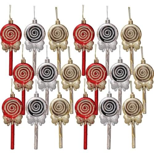 18pcs Hanging Pendants Lollipop Ornaments Christmas Tree Decors (Assorted Color)