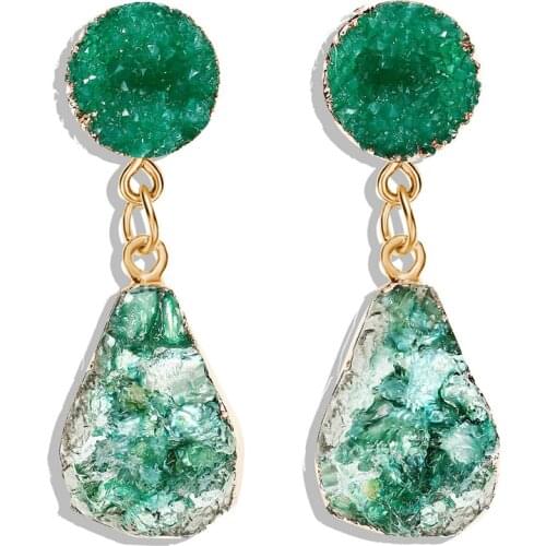 2019 New Fashion Simple Water Drop Cluster Crystals Earrings Bohemian Candy Color Resin Dangle Earrings Boho Women Girl Party