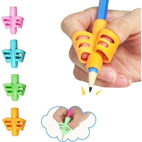 3pcs 2/3-finger Grip Silicone Kid Baby Pen Pencil Holder Help Learn Writing Tool