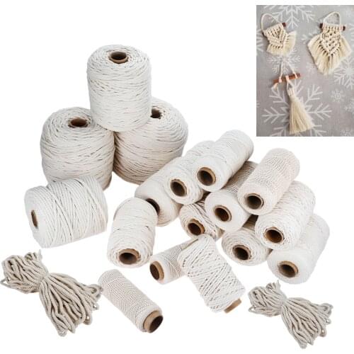 50m-400m Cotton Rope Twisted Braided Cord Macrame Natural Beige String 1mm/2mm/3mm/4mm/5mm/6mm/8mm/10mm DIY Handmade Hicello