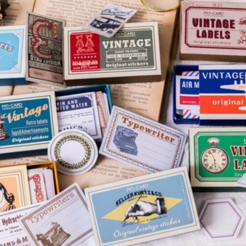 60Pcs/Pack Album Stickers Retro Style School Office Stationery Writable Label Matchbox Sticker Nice Gift Handbook Decoration