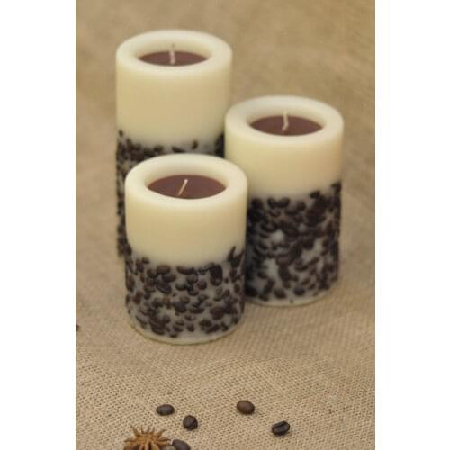 Coffee Bean Cylinder Candle (8*10 cm)Cream/Coffee Gift Products Scented Candles Home Office Decoration Christmas Dinner Romantic