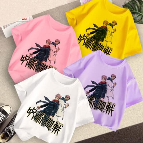 Baby Boy 2 3 4 5 6 7 8 9 Years Old Handsome Curse Back To War Anime Short Sleeve T-Shirt White Purple Pink Unisex Childrens