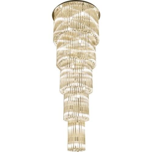 Long Staircase Crystal Chandelier Modern Loft Crystal Lamp Long Chandelier Simple Luxury Villa Living Room Large Chandelier