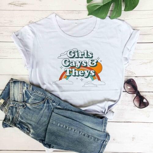 Girls Gays and Theys Unisex T-Shirt Cute Gay Lesbian graphic women fashion cool street style vintage tees grunge tumblr cute top