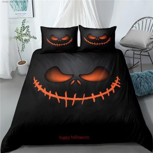2/3 Pieces Festival Happy Holiday Bedding Set 3D Print Skull Duvet Cover For Bedroom Halloween Bed Cover Set Home Colorful Decor