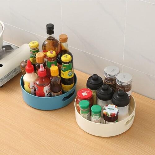 360 Rotating Tray Turntable Kitchen Storage Containers For Spice Jar Food Snack Tray Non Slip Bathroom Dried Storage Plate
