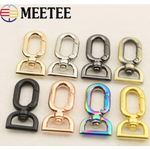 Meetee 4/10pcs 12mm Spring Circle Square Tail Hang Buckle Metal Opening Ring Egg-shaped Clasp DIY Strap Hook Buckles Accessories