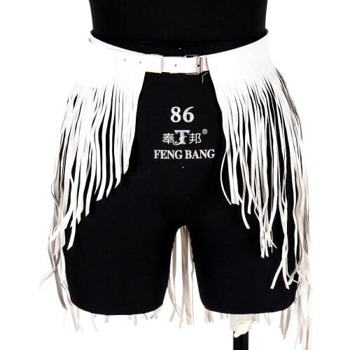 White Skirt Mini Sexy Leather Harness Tassel Waist Belt Adjust Strap Punk Dance Rave Dress Women Lingerie Garter Body Bondage