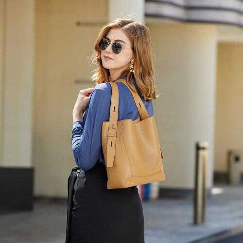 MODITIN Quality Leather Large Capacity Shoulder Bag in Bucket for Women Girls Handbags Beautiful Design New Arrival Black Color