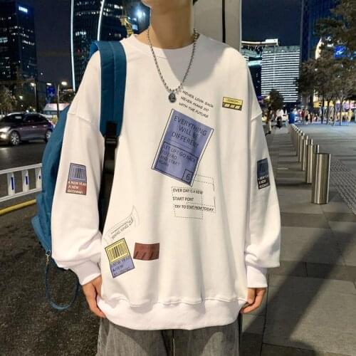 Fashion hoodie Autumn long sleeve sweater autumn trend Korean loose student coat with velvet oversized hoodie letter printing