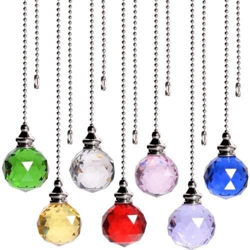 Colorful Crystal Ball Ceiling Window Hanging Suncatcher With Ball Chain Light Cord Fan Pull Handle Ball Pendant Wholesale