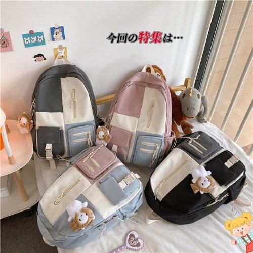 2021 Fashion Color Matching Nylon Backpack for Women 2021 Designer Travel Backpacks Large-Capacity School Bags for Teen Girls