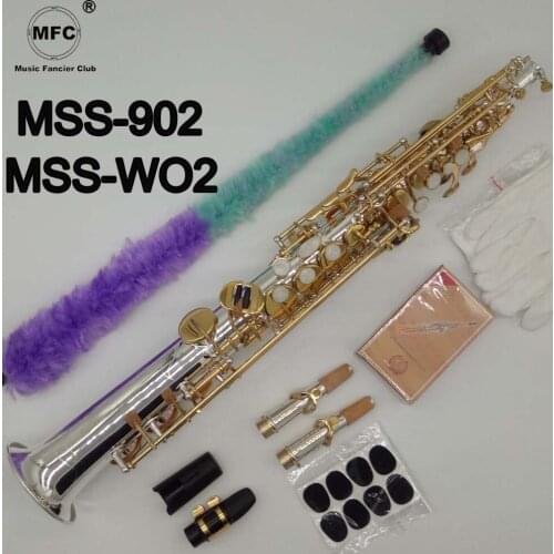 Music Fancier Club Soprano Saxophone MSS-902 MSS-WO2 Silvering Gold Key With Case Sax Soprano Mouthpiece Ligature Reeds Neck