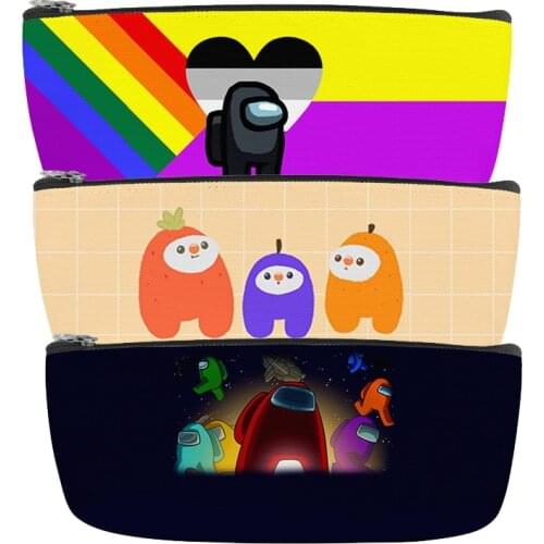 Among Of Us Game Pencilcases Student Kid Boy Bag Office School AmongUs Nylon Fashion Zipper Supplie Pencil Bag Box Gift