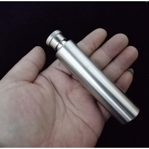 Customized Thickened 304 Stainless Steel 2oz Hip Flask Creative Round Head Long Cylindrical Outdoor Portable Small Wine Bottle