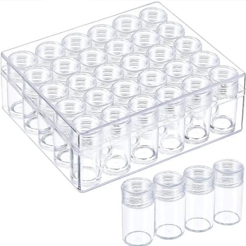 Clear Plastic Bead Storage Containers Set with 30 Pieces Storage Jars Diamond Painting Accessory Box Transparent Bottles with
