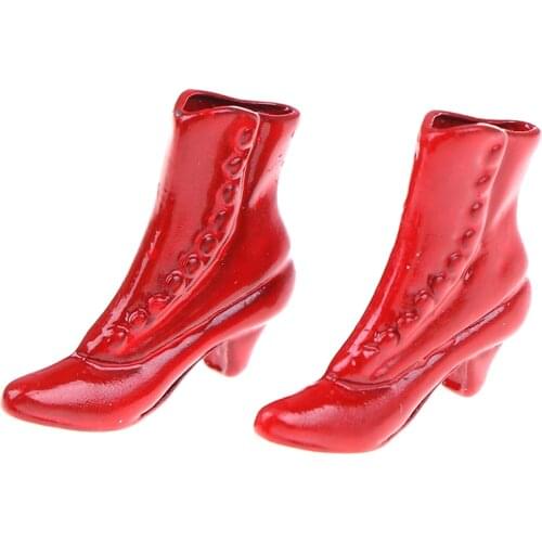 1Pairs 1/12 Scale Red Dollhouse Miniature High Rubber Rain Boots Home Garden Yard Decoration Dolls Accessories