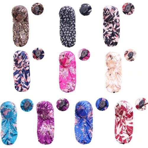 Silky Sleeping Printed Satin Sleep Single Layer Loose Foldable with Button for Braids Long Curly Hair