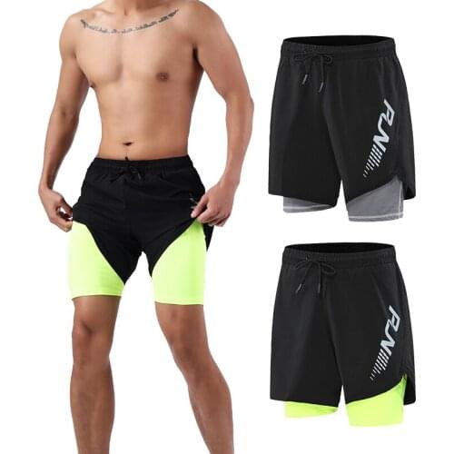 New Men 2 In 1 Shorts Men Two-Stage Joggers Sport Shorts Men Quick Dry Joggers  Gym Training Running Sportswear