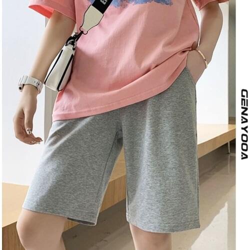 Genayooa Elastic Waist Shorts Women 2021 Summer Casual Ladies Shorts High Waist Fitness Clothing Korean Style Short Feminino