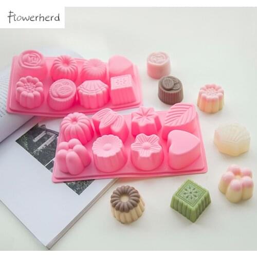 8-hole Flower Silicone Mold 3d Shell Fondant Cake Mold Food Grade Silicone DIY Soap Mold Chocolate Mold Baking Accessories