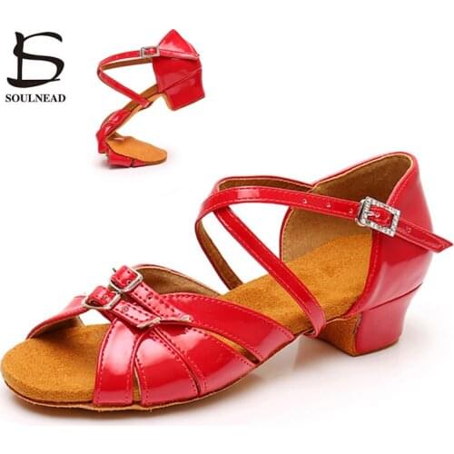 Children Dance Shoes for Girls Women Ballroom Latin Shoes Ladies Kid Salsa Tango Jazz Dancing Performance Shoe Rhinestone Buckle