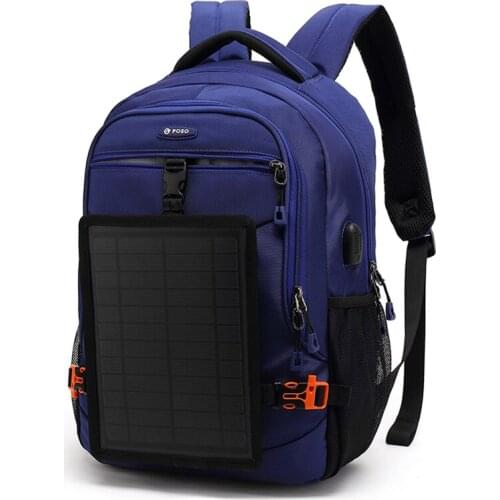 Backpack Detachable Solar Panel with USB Charging Waterproof Notebook Backpack 15.6 Inch Men Outdoor Travel Laptop Computer Bag