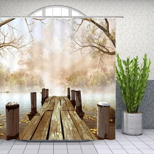 3D Green Landscape Shower Curtains Waterproof Flower Leaves Anti-peeping Bathroom Waterproof Bathroom Curtains Home Decoration